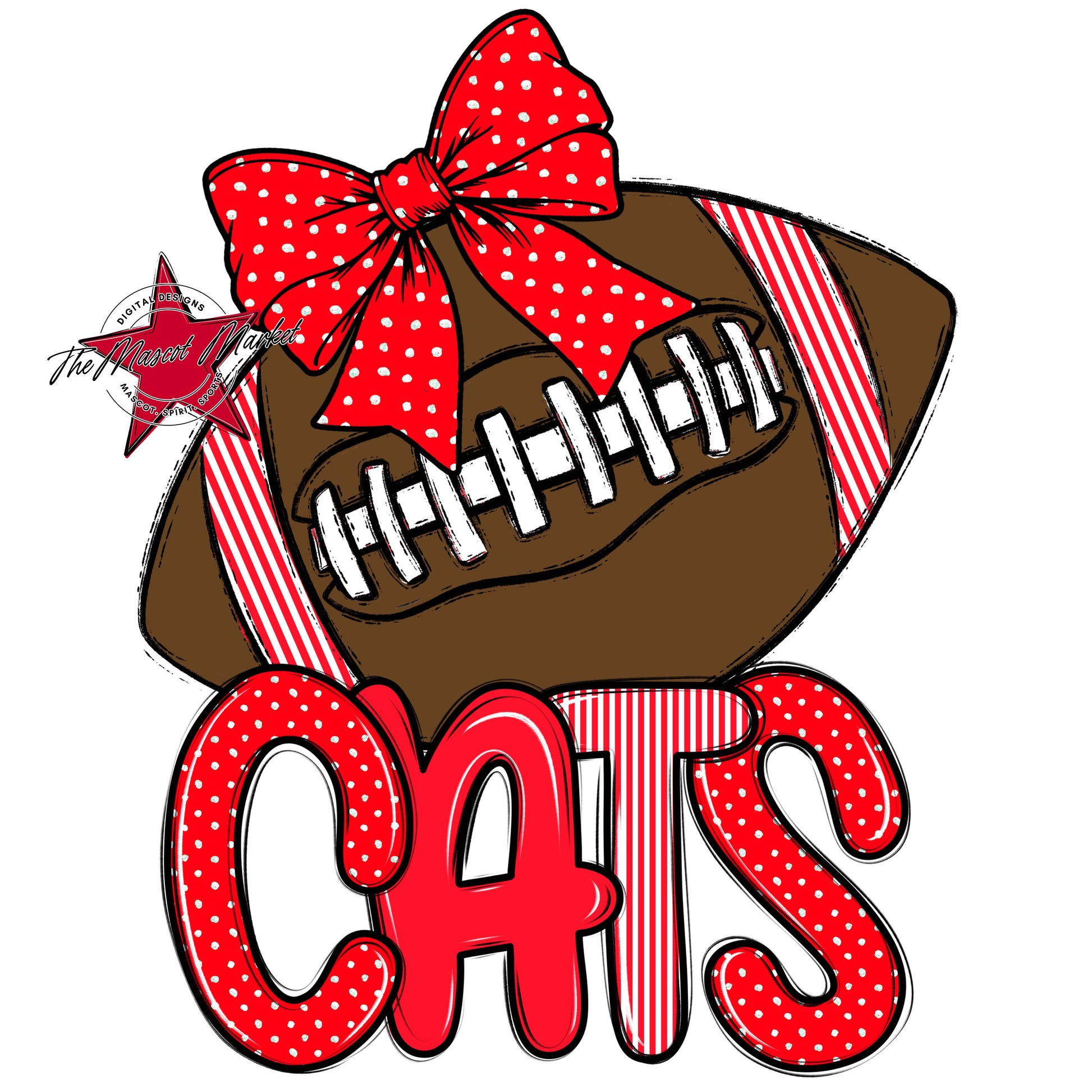 Cats Football Spirit Design-Bright Red