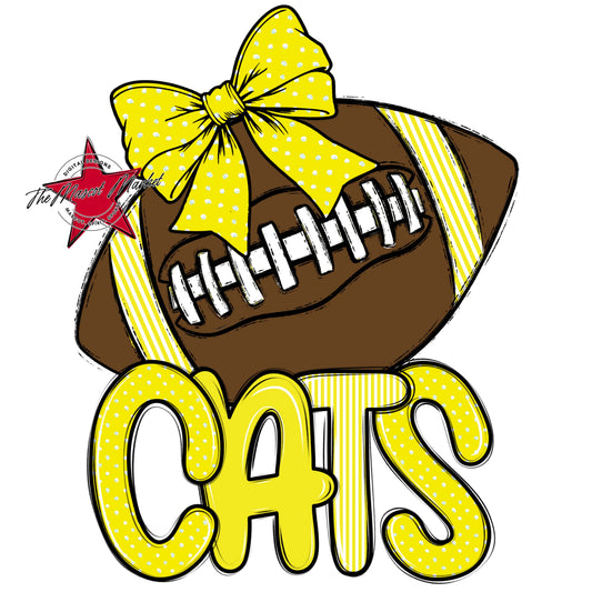 Cats Football Spirit Design-Bright Yellow
