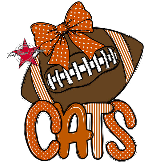 Cats Football Spirit Design-Burnt Orange