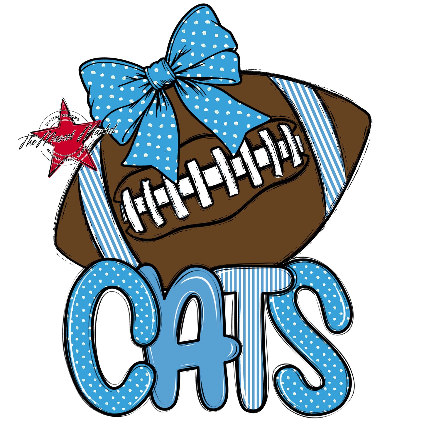 Cats Football Spirit Design-Carolina Blue