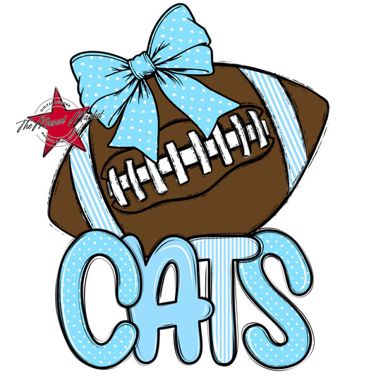 Cats Football Spirit Design-Columbia Blue
