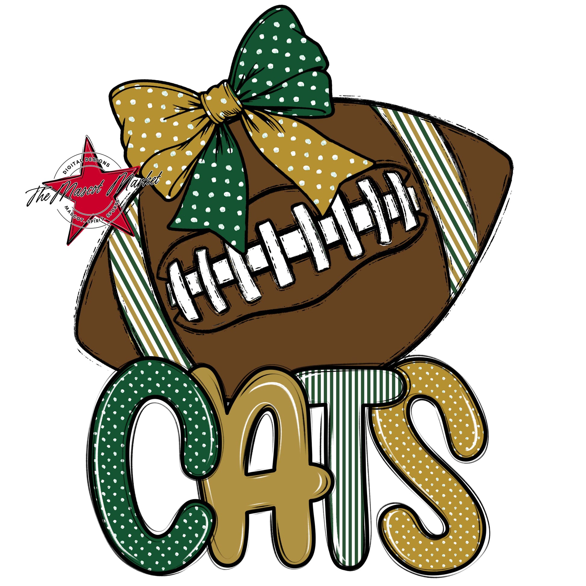 Cats Football Spirit Design-Green & Gold