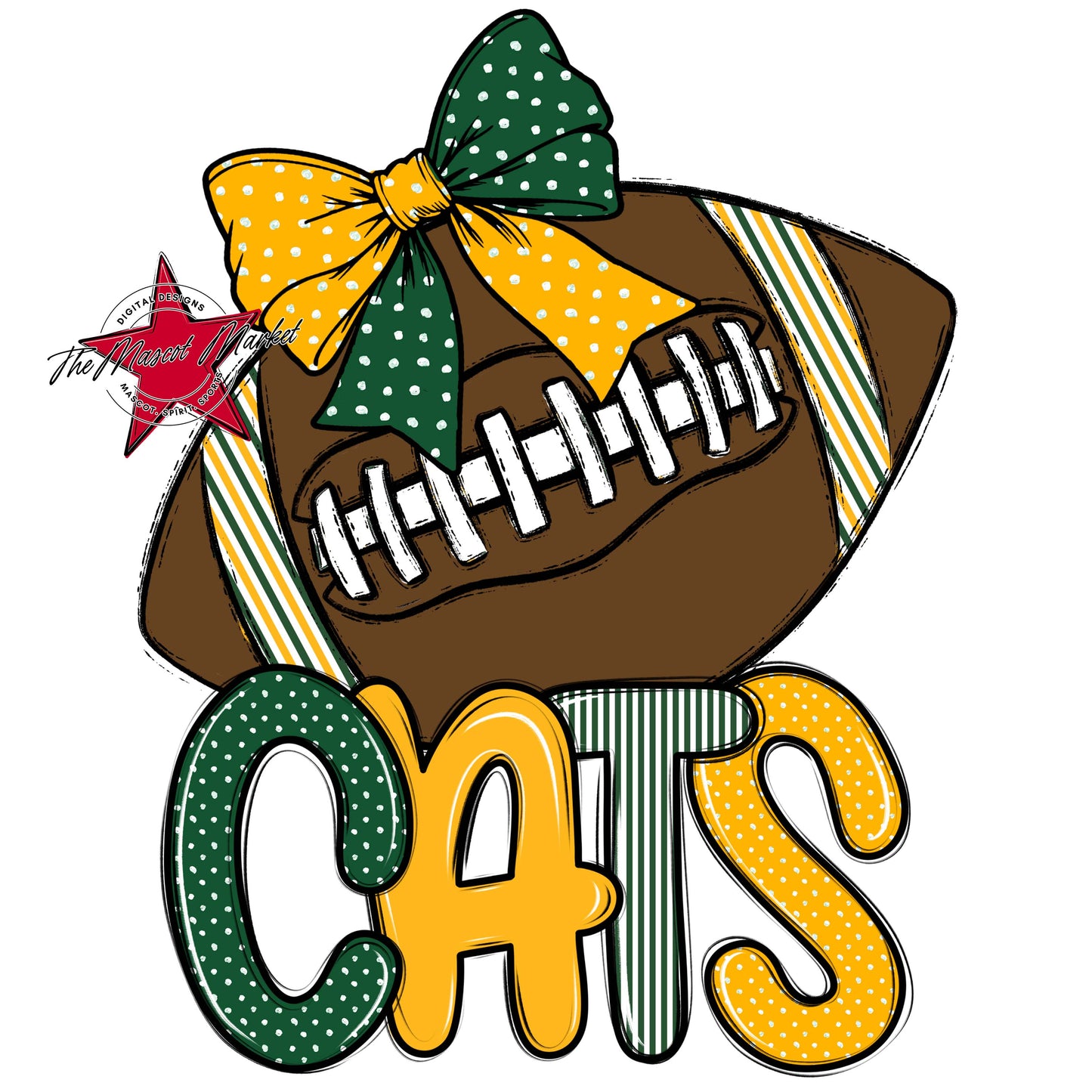 Cats Football Spirit Design-Green & Yellow