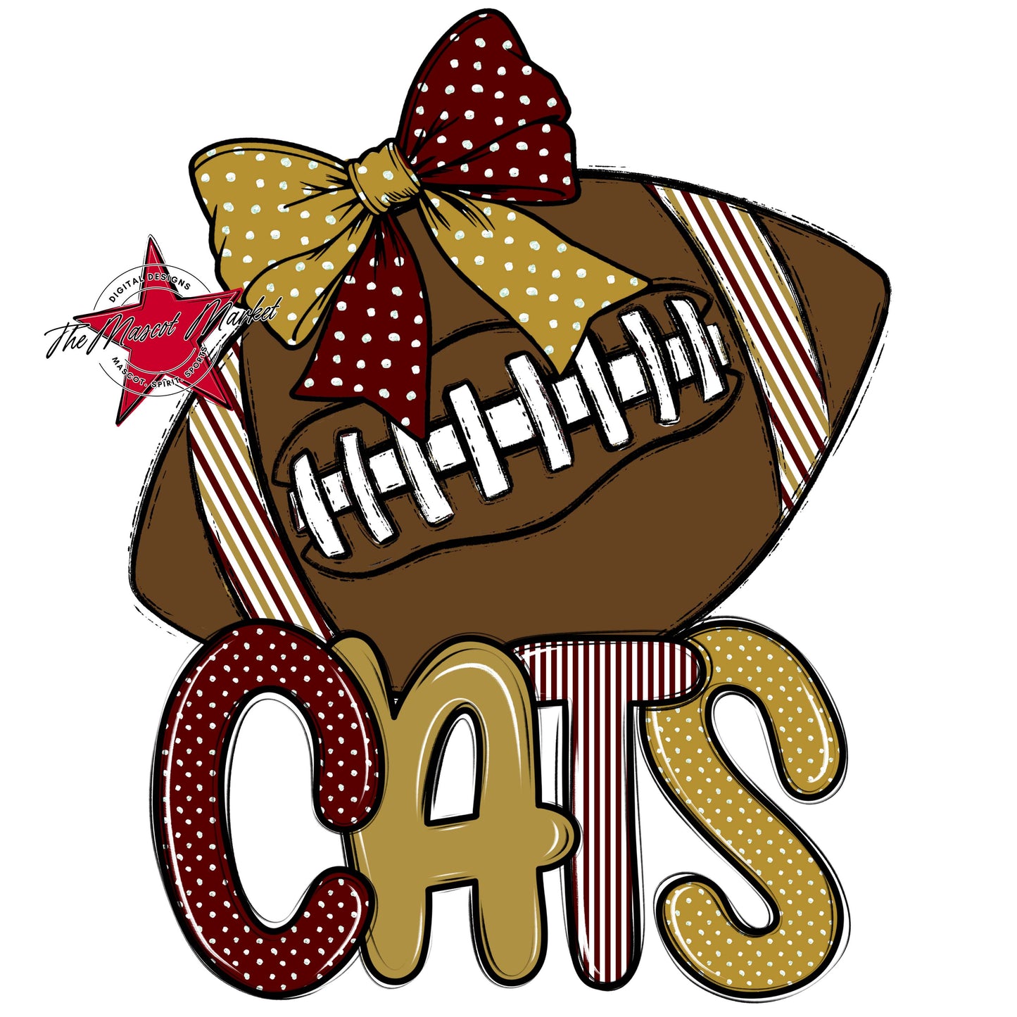 Cats Football Spirit Design-Maroon & Gold