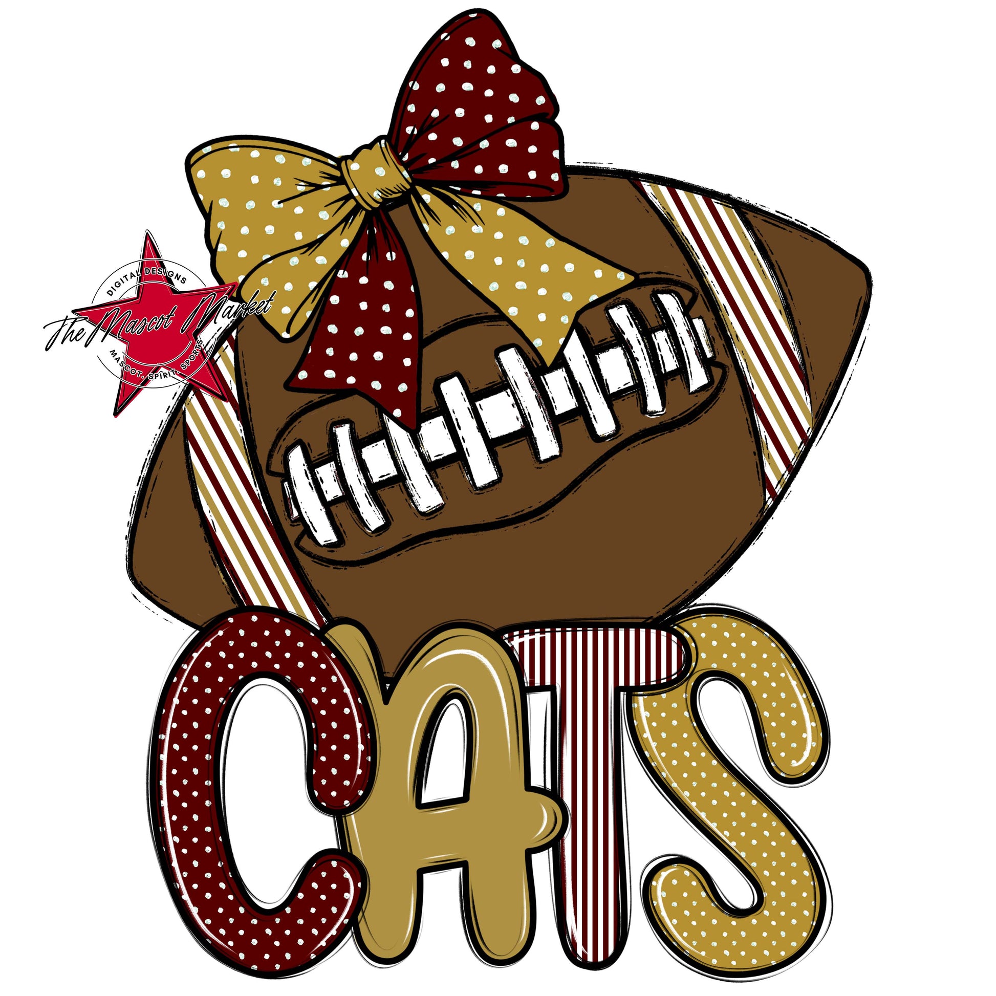 Cats Football Spirit Design-Maroon & Gold