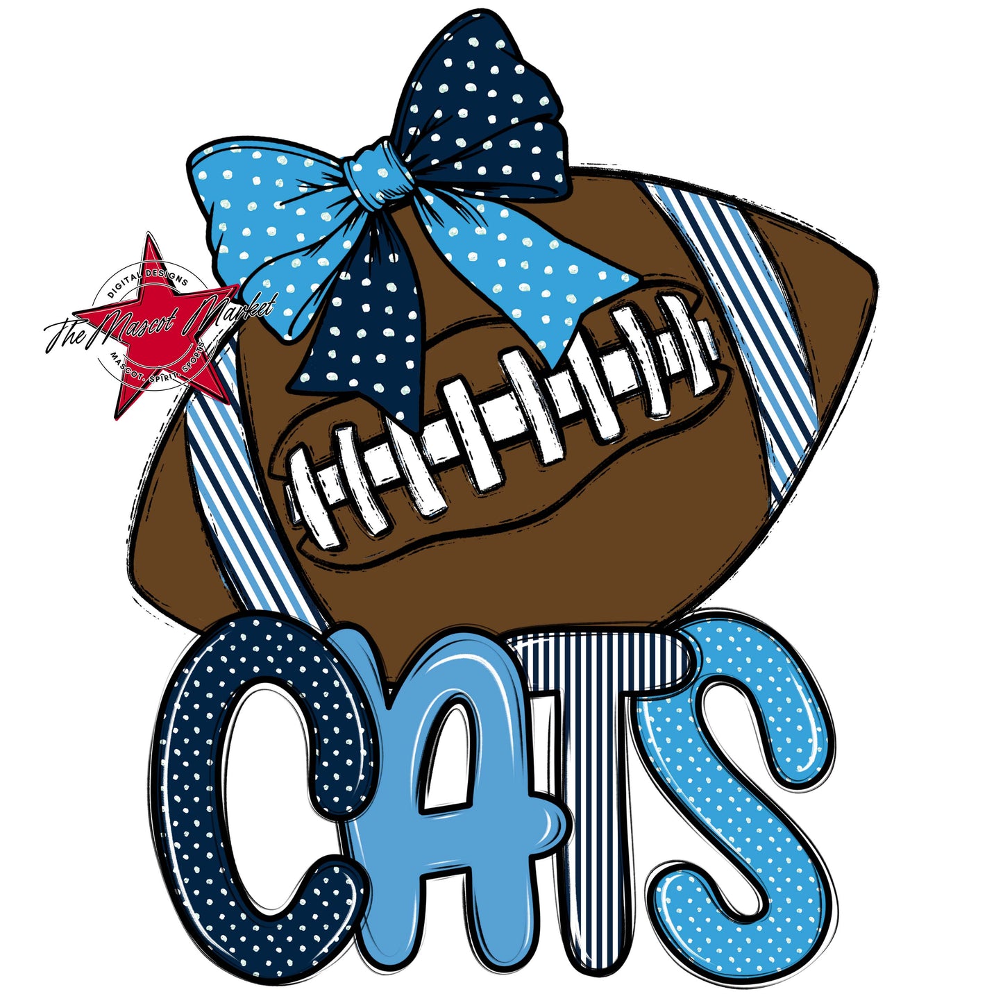 Cats Football Spirit Design-Navy & Carolina Blue