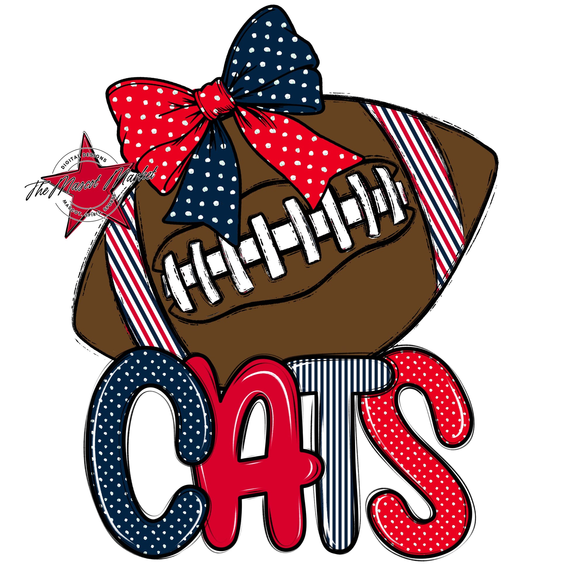 Cats Football Spirit Design-Navy & Red