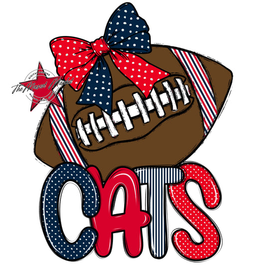 Cats Football Spirit Design-Navy & Red