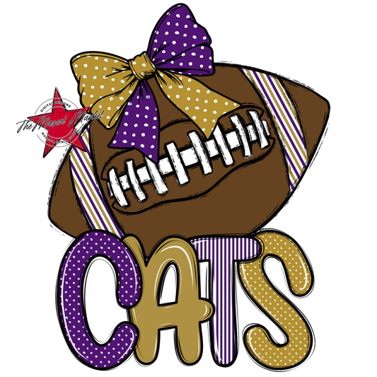 Cats Football Spirit Design-Purple & Gold