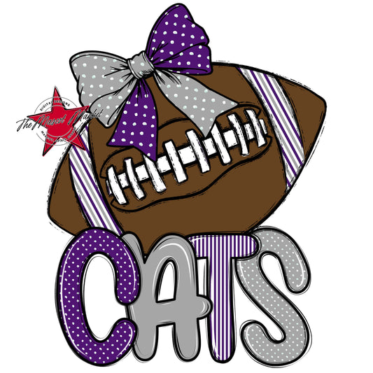 Cats Football Spirit Design-Purple & Grey
