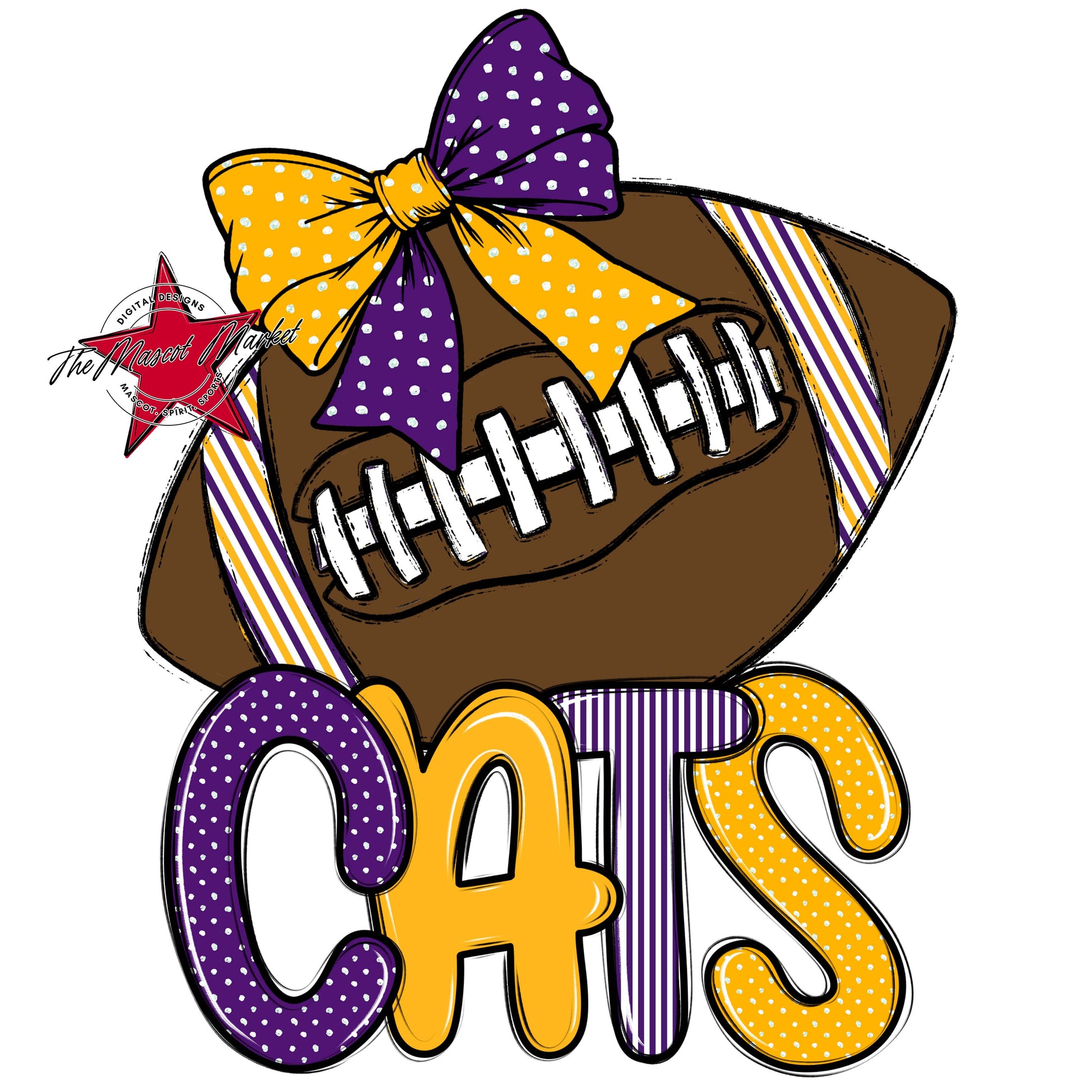 Cats Football Spirit Design-Purple & Yellow