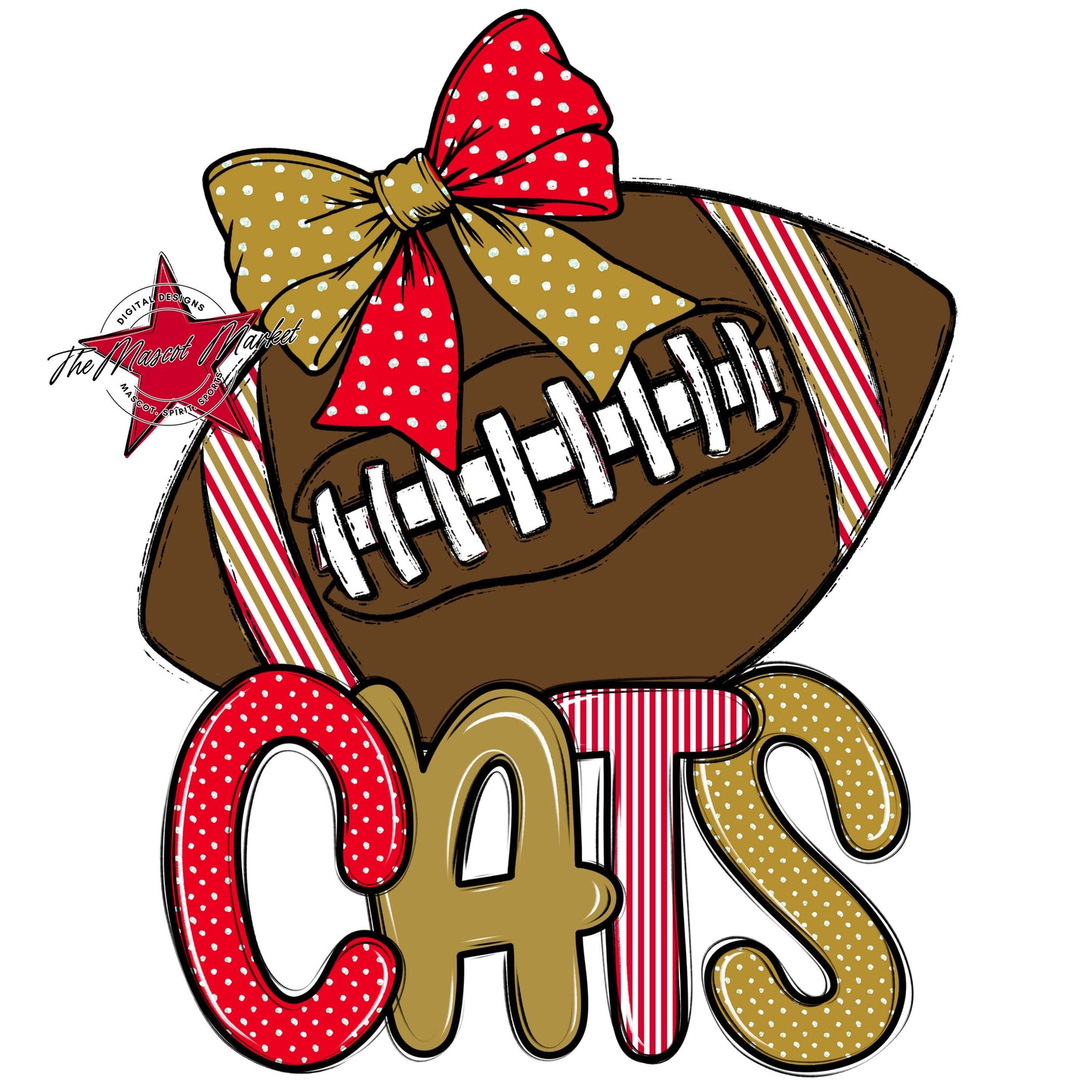 Cats Football Spirit Design-Red & Gold