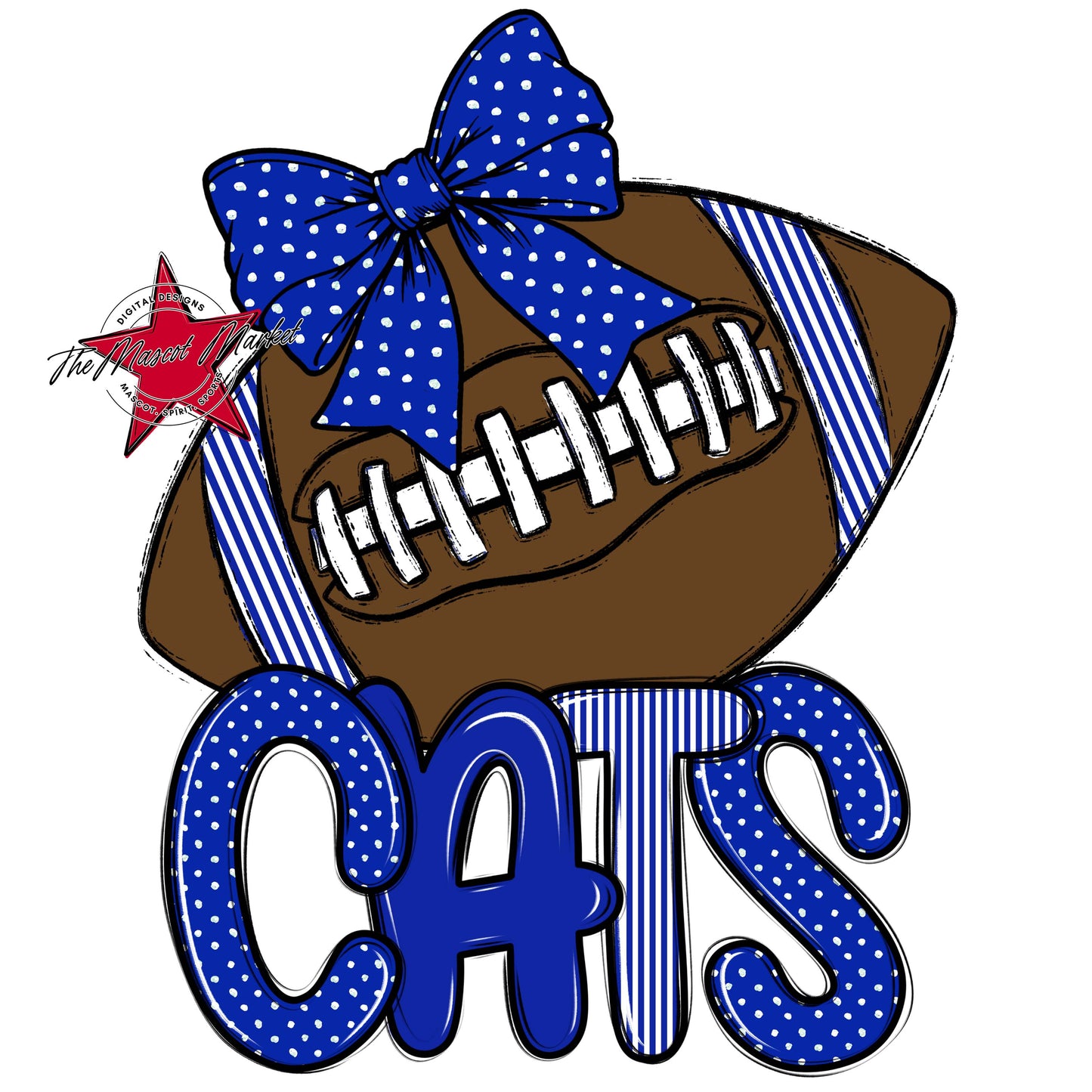 Cats Football Spirit Design-Royal Blue