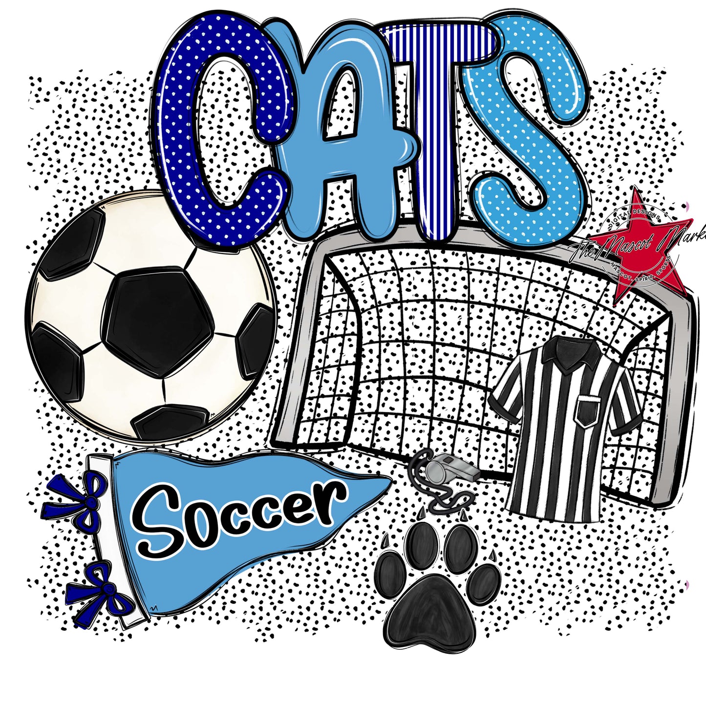 Cats Soccer Spirit-Blue & Carolina Blue