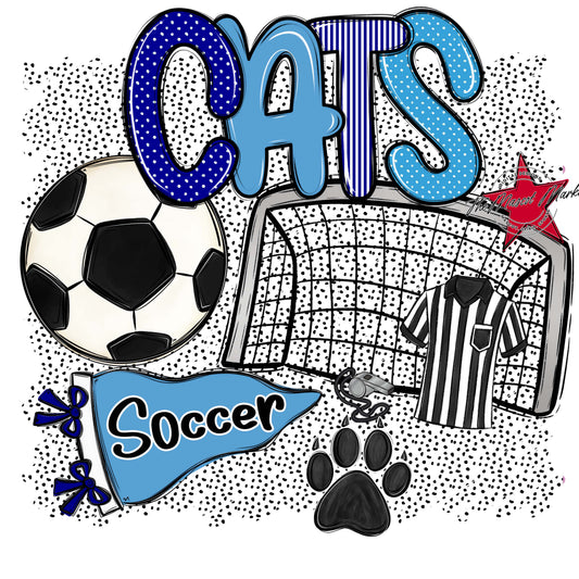 Cats Soccer Spirit-Blue & Carolina Blue