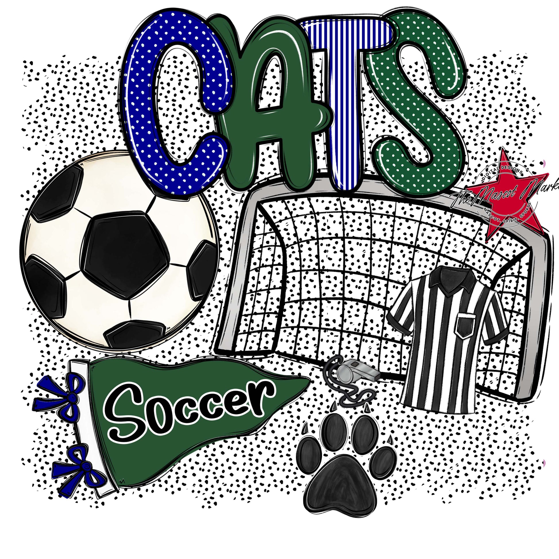 Cats Soccer Spirit-Blue & Green