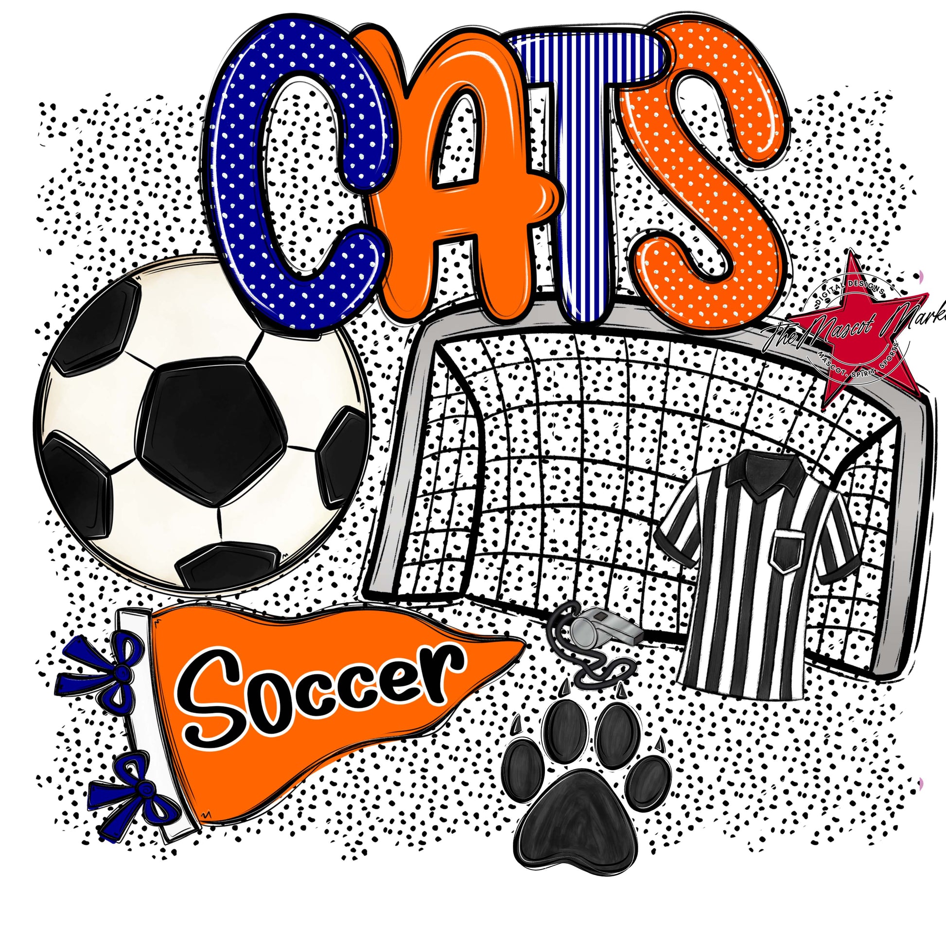 Cats Soccer Spirit-Blue & Orange