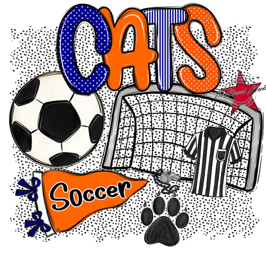 Cats Soccer Spirit-Blue & Orange