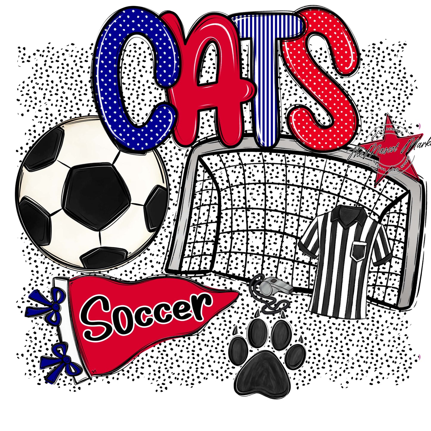 Cats Soccer Spirit-Blue & Red