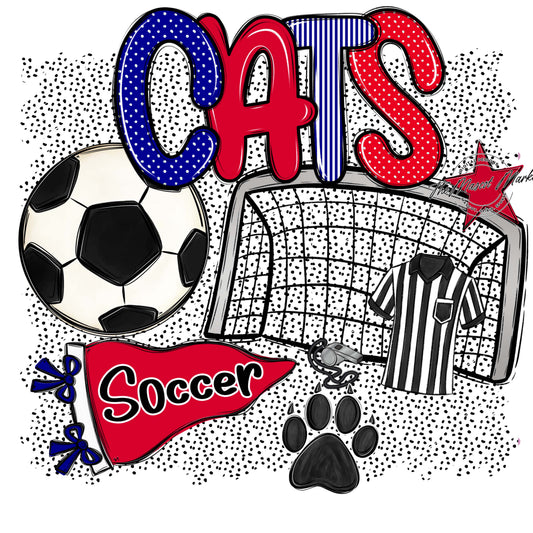 Cats Soccer Spirit-Blue & Red