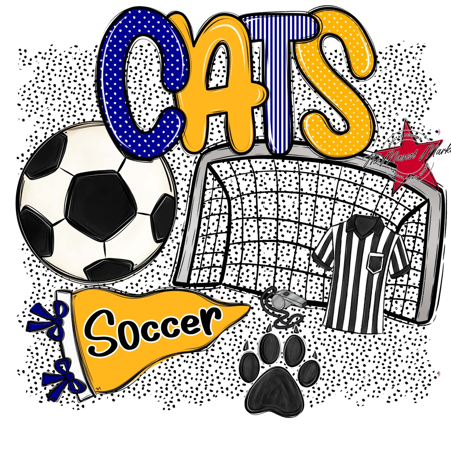 Cats Soccer Spirit-Blue & Yellow