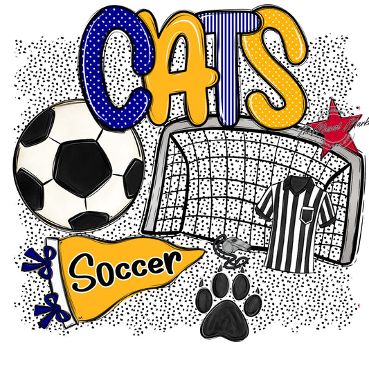 Cats Soccer Spirit-Blue & Yellow