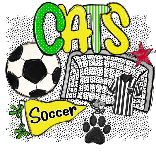Cats Soccer Spirit-Bright Green & Bright Yellow
