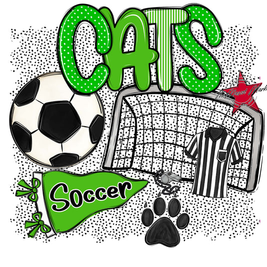 Cats Soccer Spirit-Bright Green