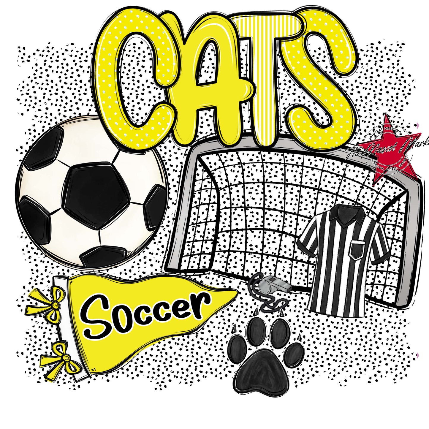 Cats Soccer Spirit-Bright Yellow