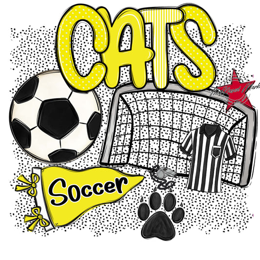 Cats Soccer Spirit-Bright Yellow
