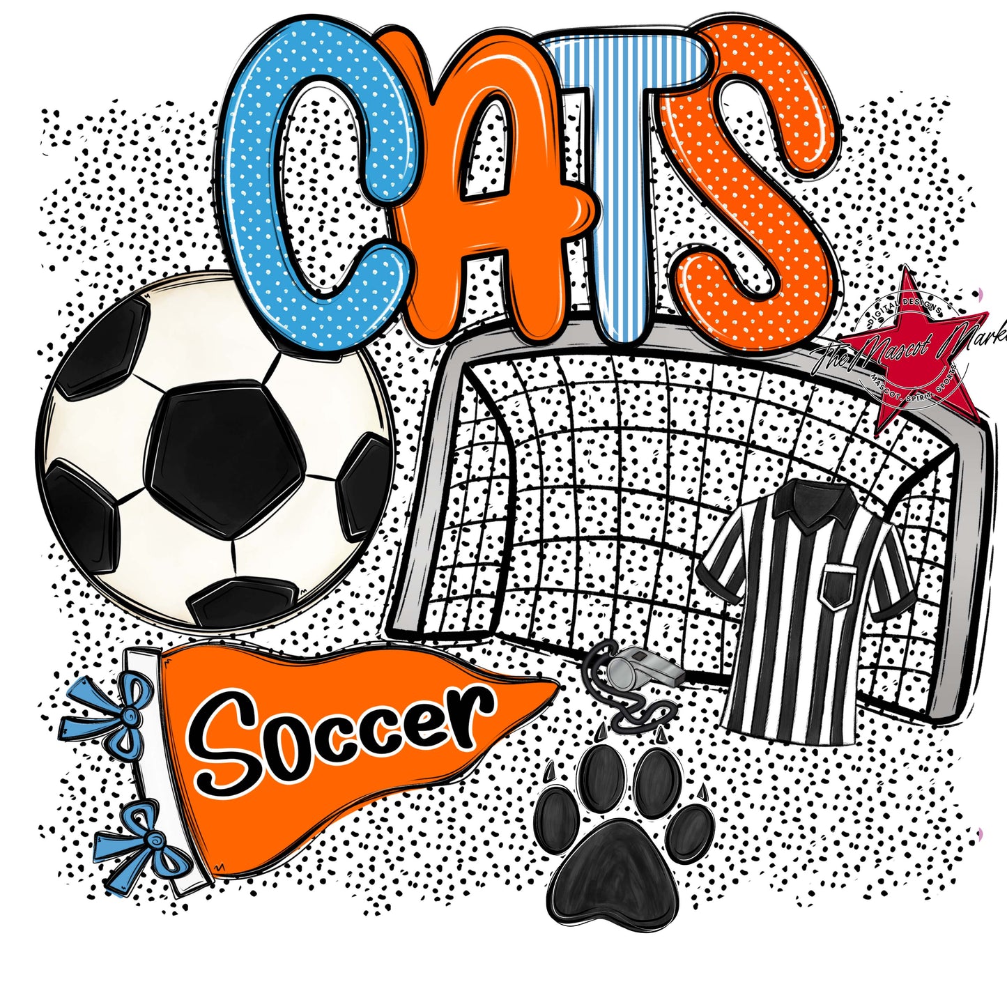 Cats Soccer Spirit-Carolina Blue & Orange
