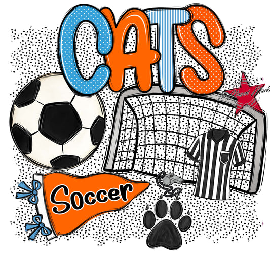 Cats Soccer Spirit-Carolina Blue & Orange