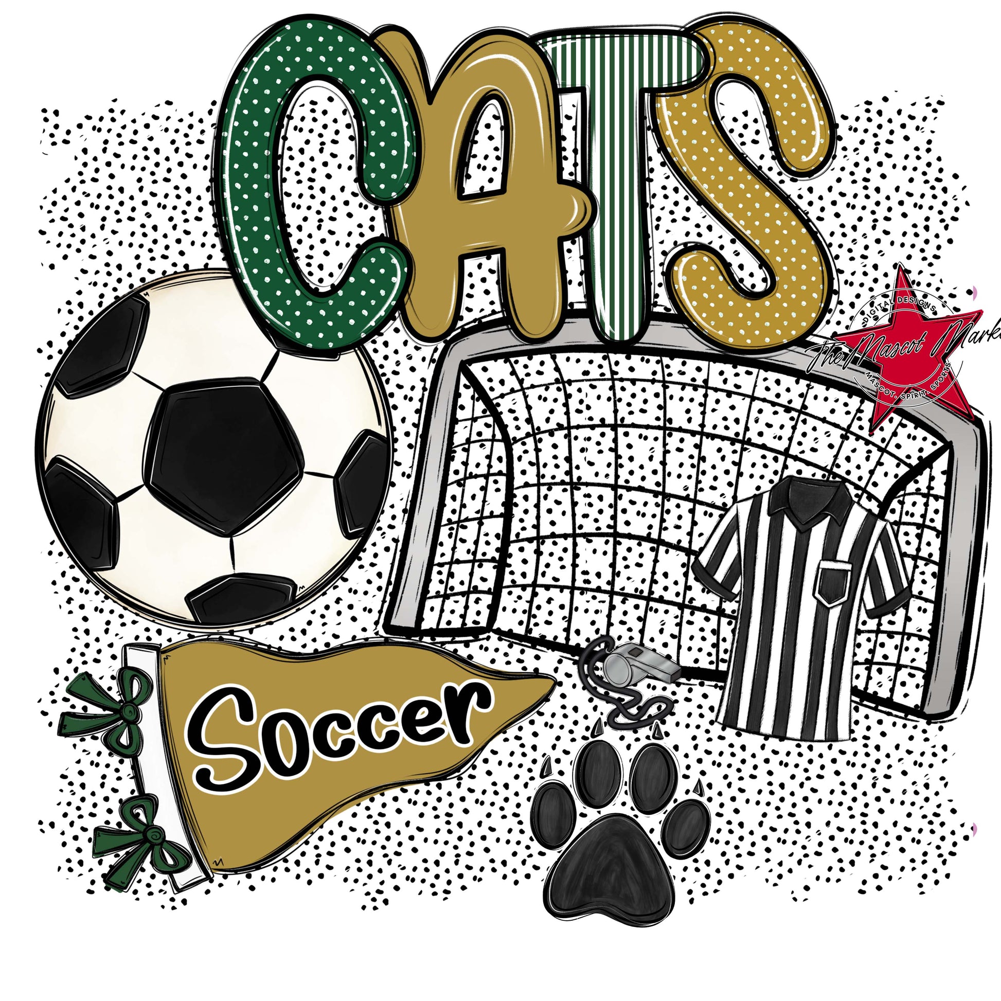 Cats Soccer Spirit-Green & Gold
