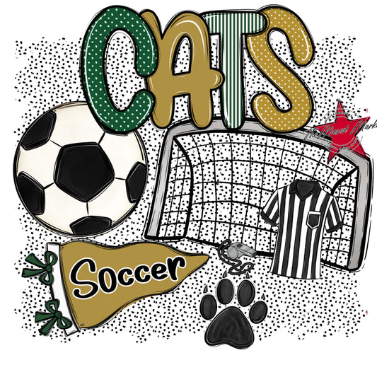Cats Soccer Spirit-Green & Gold