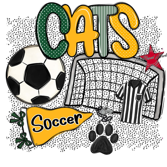 Cats Soccer Spirit-Green & Yellow