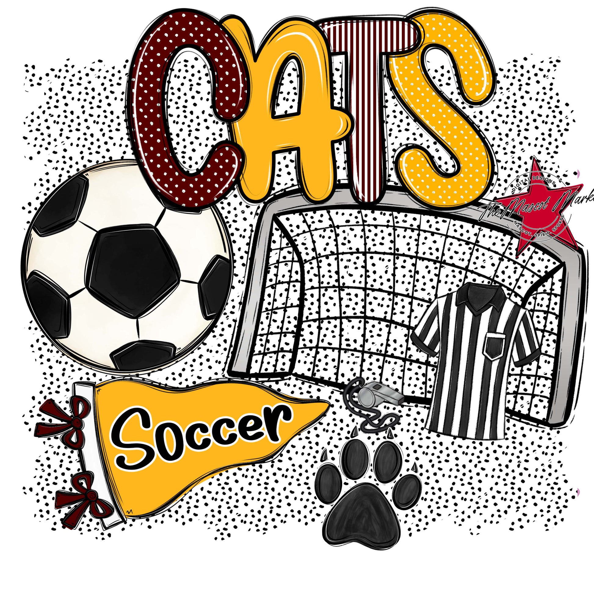 Cats Soccer Spirit-Maroon & Yellow
