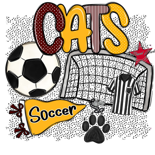 Cats Soccer Spirit-Maroon & Yellow