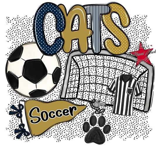 Cats Soccer Spirit-Navy & Gold