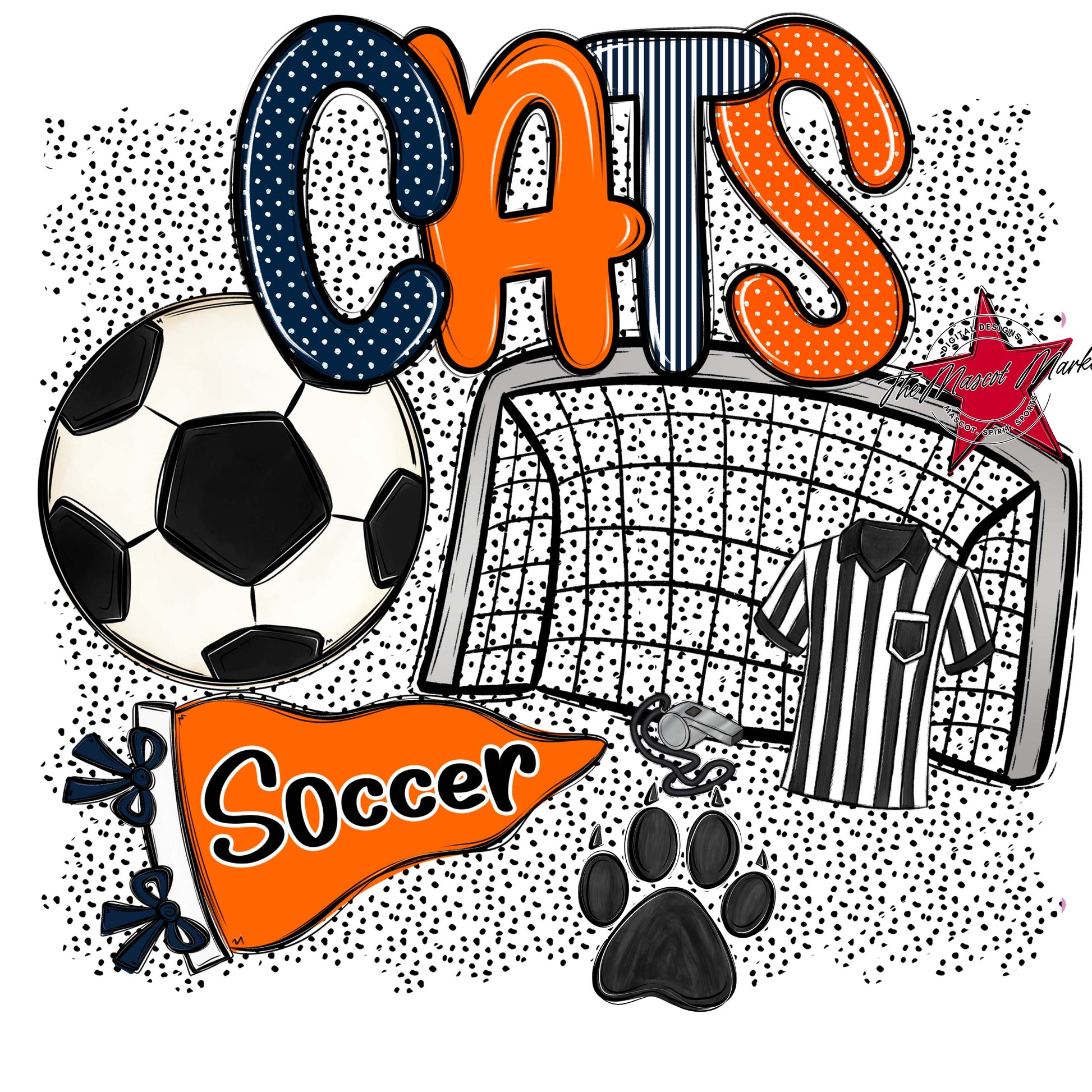 Cats Soccer Spirit-Navy & Orange
