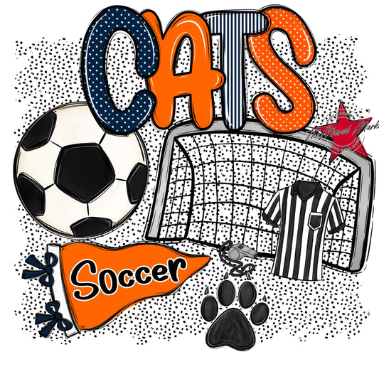 Cats Soccer Spirit-Navy & Orange