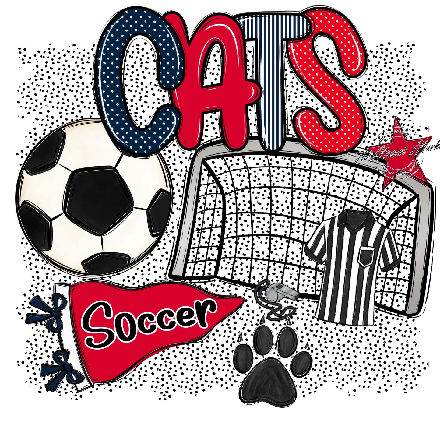 Cats Soccer Spirit-Navy & Red
