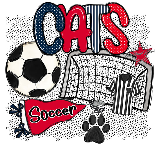 Cats Soccer Spirit-Navy & Red