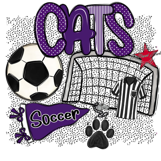 Cats Soccer Spirit-Purple