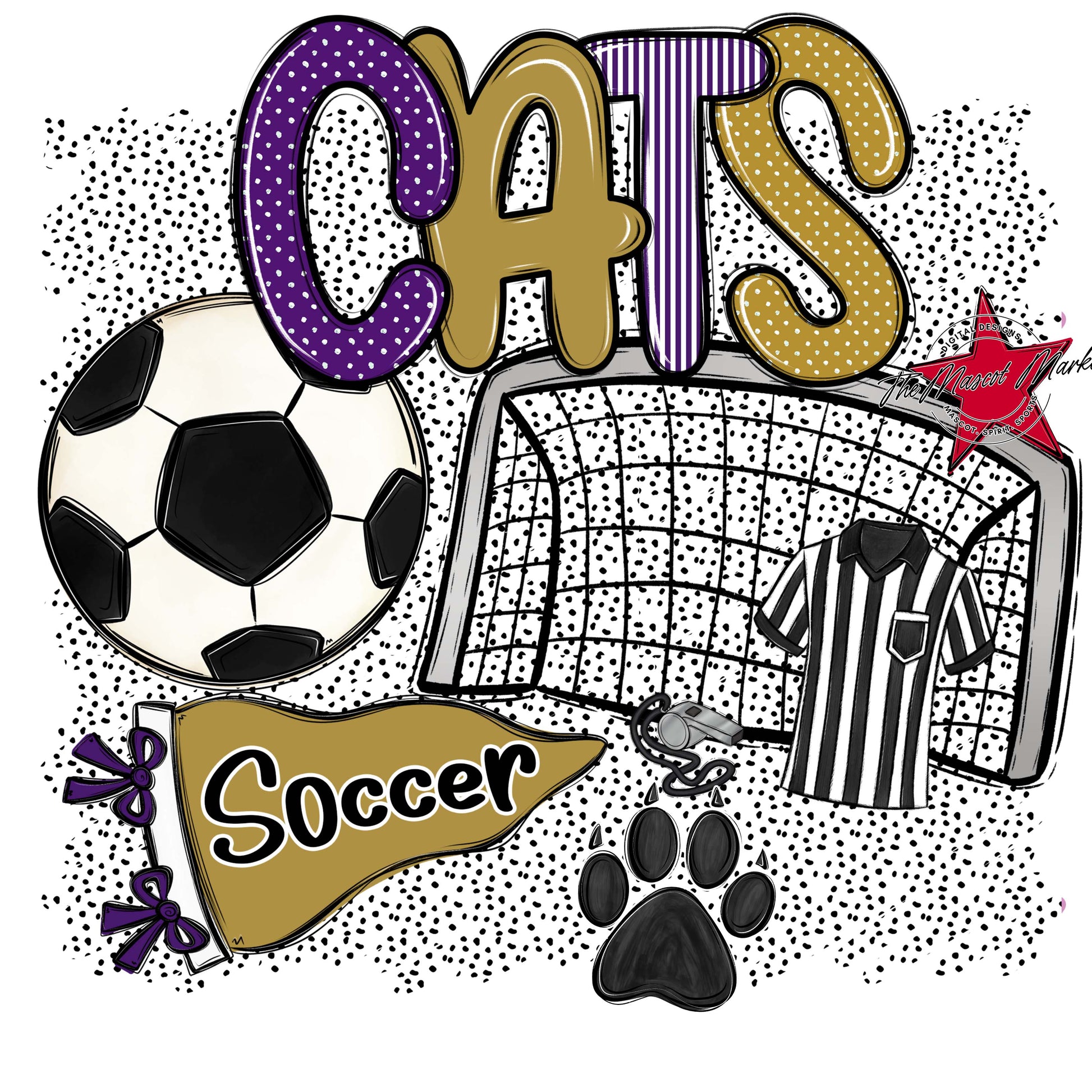 Cats Soccer Spirit-Purple & Gold