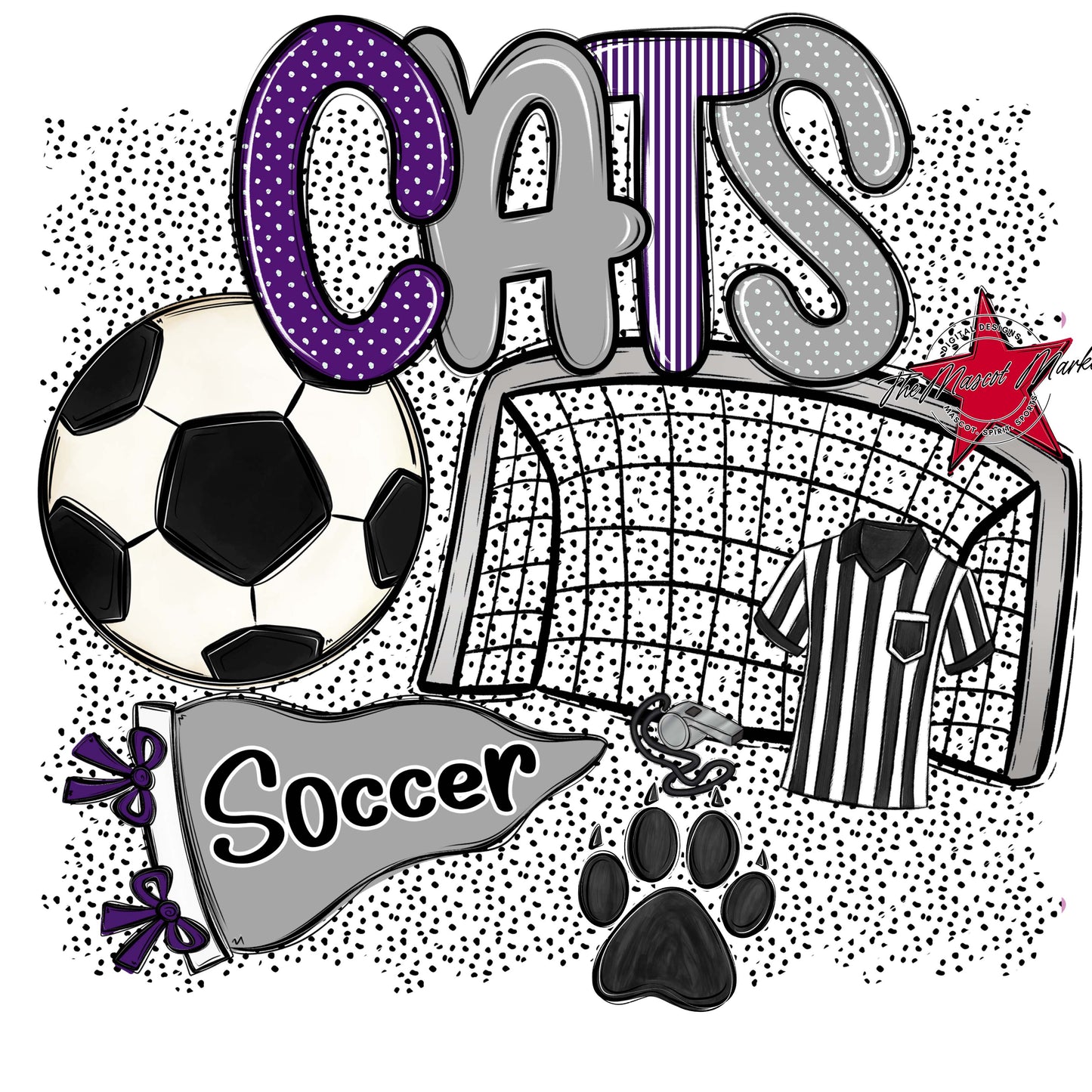 Cats Soccer Spirit-Purple & Grey