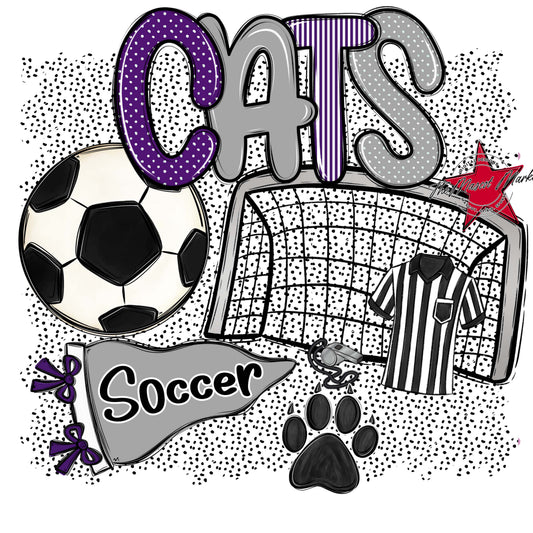 Cats Soccer Spirit-Purple & Grey