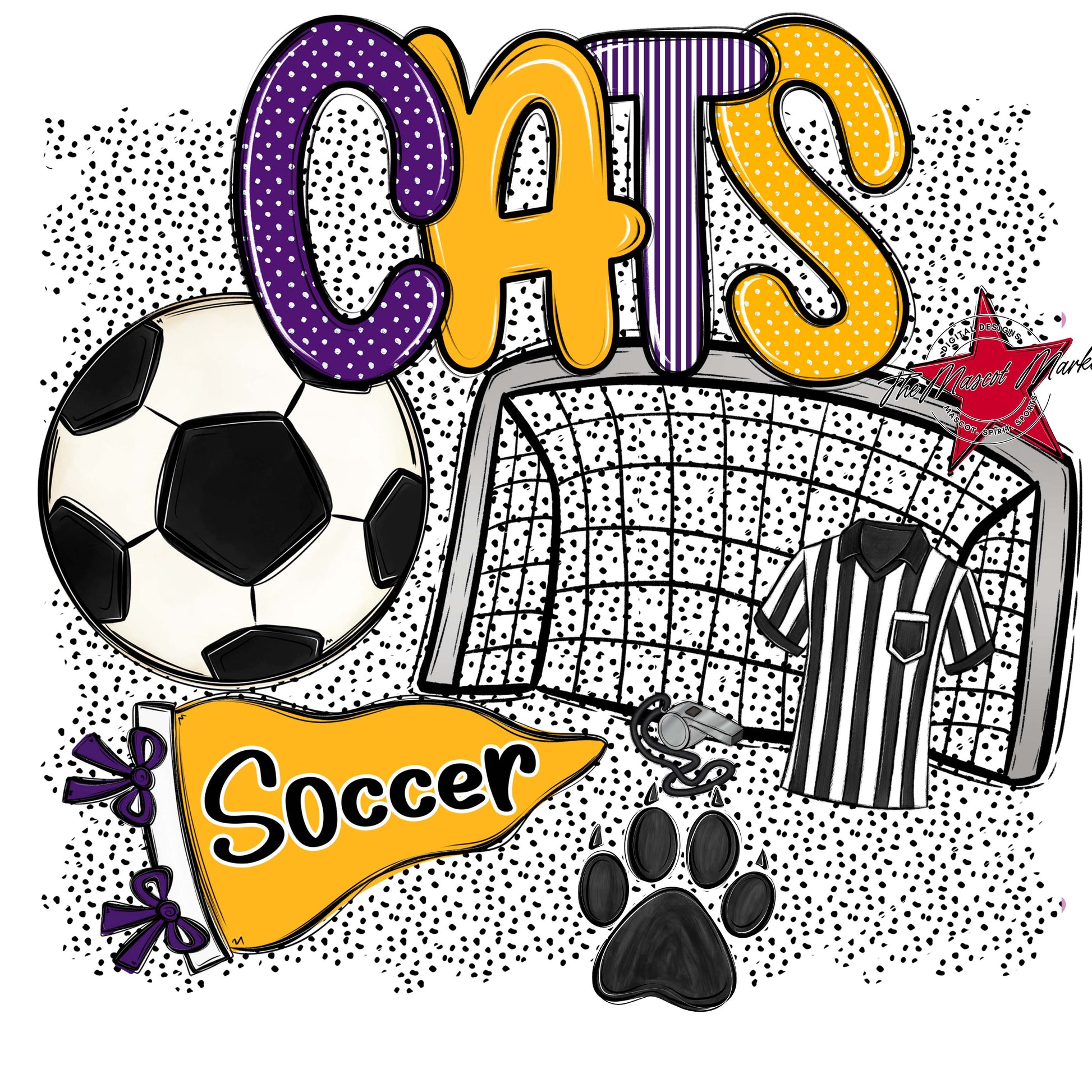 Cats Soccer Spirit-Purple & Yellow