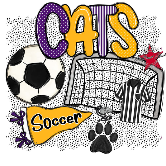 Cats Soccer Spirit-Purple & Yellow