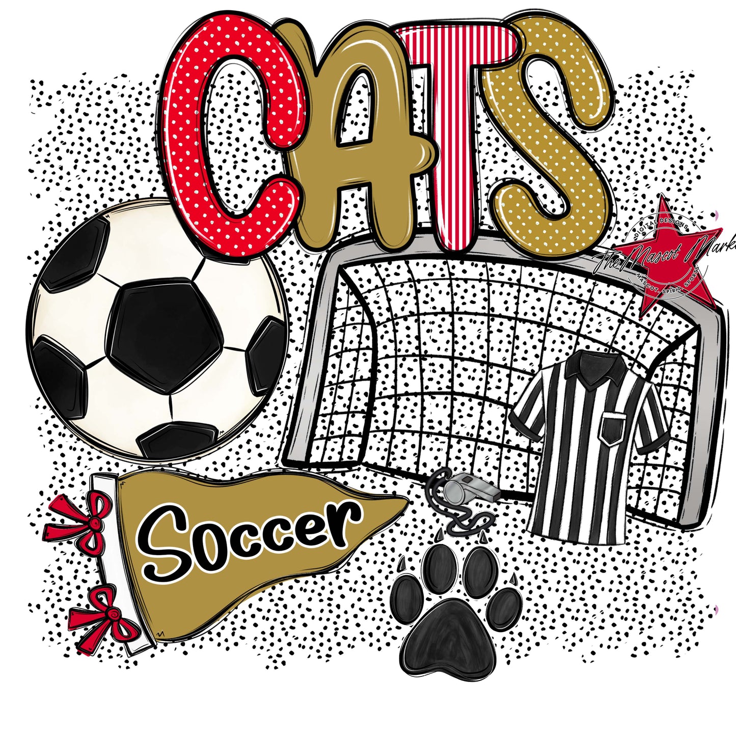Cats Soccer Spirit-Red & Gold