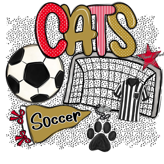 Cats Soccer Spirit-Red & Gold